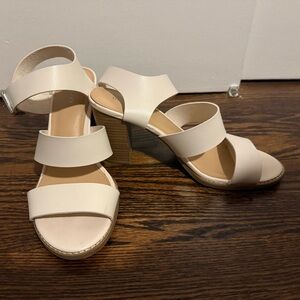 Old Navy Cream Strappy Block Heel Sandals, Size 9